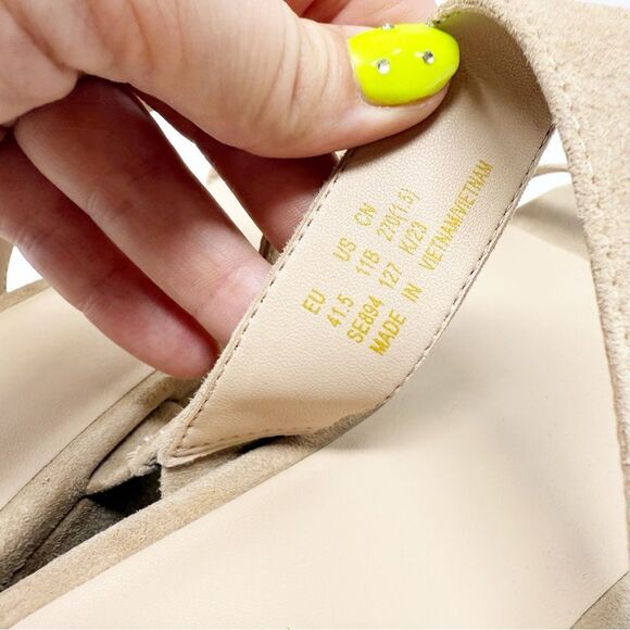 Stuart Weitzman Tan Beige Suede Wedge Sandals Size 11 Platform - Picture 8 of 9